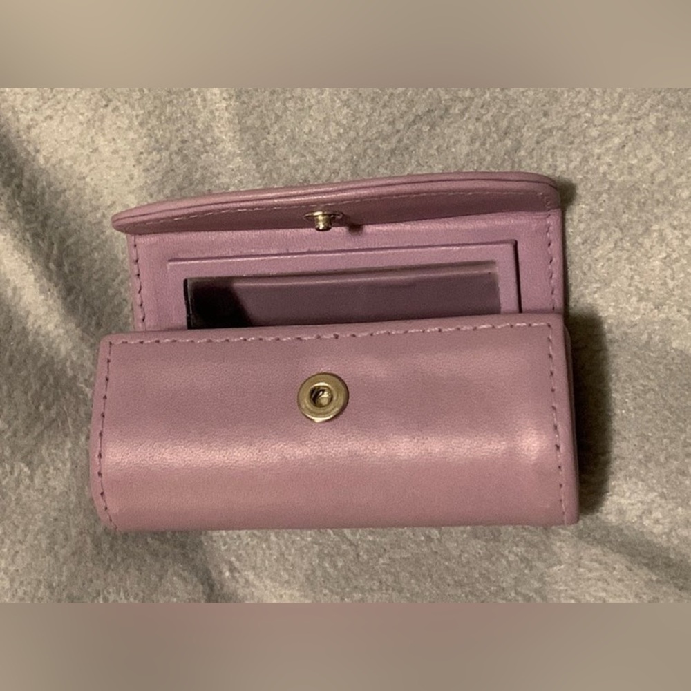 RARE Vintage NWOT COACH Lilac Purple Leather Lipstick Case with Cosmetic Mirror - Picture 5 of 14